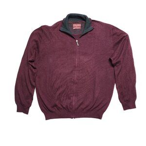 Emidio Tucci Mens Cotton/Cashmere Blend Full Zip‎ Sweater size 6 (XL) Red